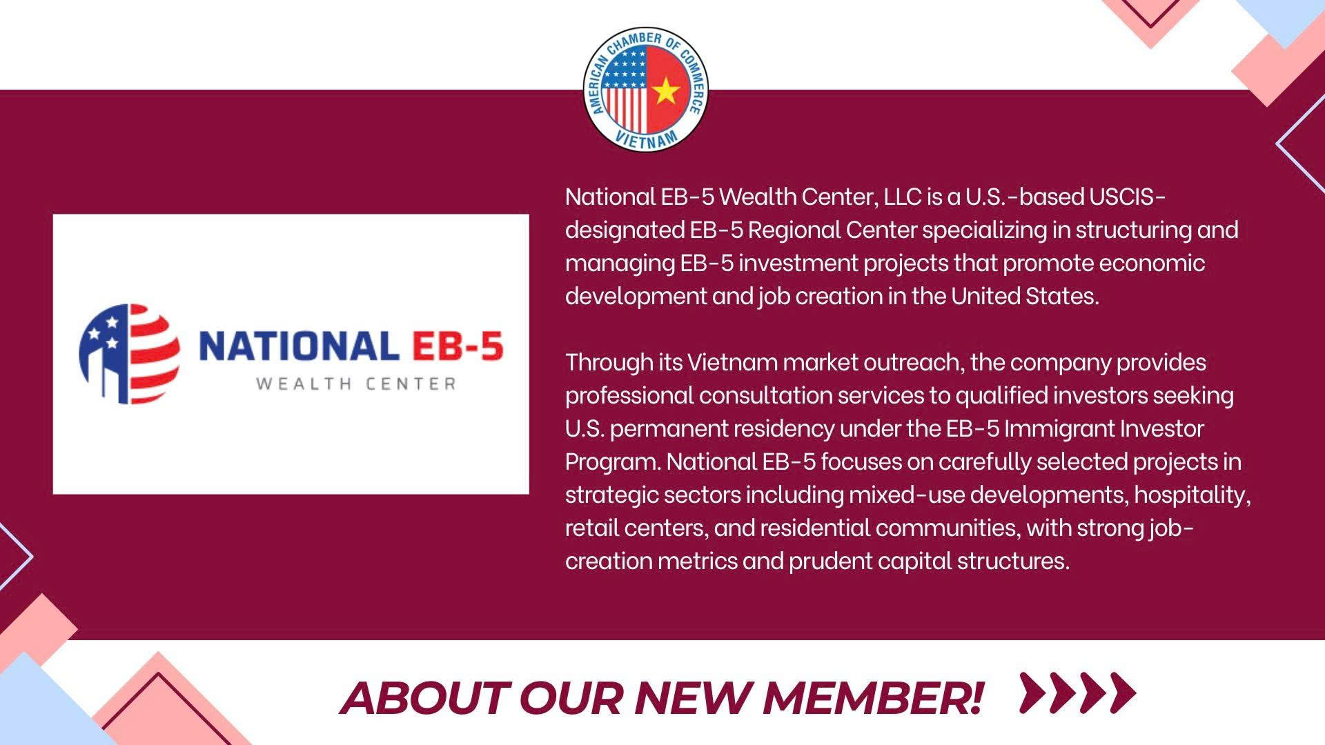 NATIONAL EB-5 WEALTH CENTER OFFICIALLY BECOMES A MEMBER OF AMCHAM VIETNAM